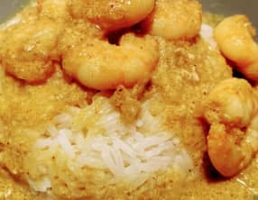 Crevettes curry coco