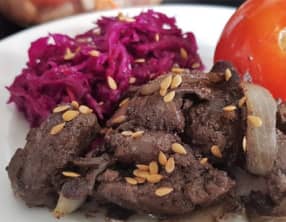 Foies de volaille sautés au vinaigre de cidre