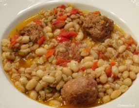 Epeautre et haricots aux boulettes de viande