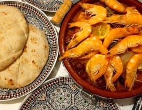 Tajine marocain de poisson et crevettes