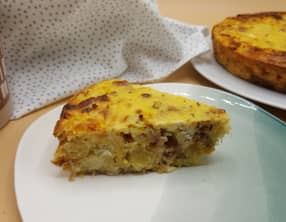 Quiche sans pâte à la courge spaghettis, chèvre et lardons
