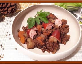 Saucisses de Strasbourg aux lentilles et carottes