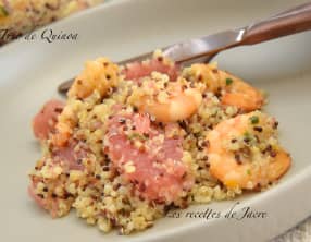 Trio de quinoa aux crevettes laquées