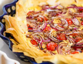 Tarte croustillante ricotta et tomates cerises