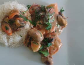 Moules aux champignons et riz
