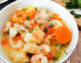 Crevettes et cabillaud au curry