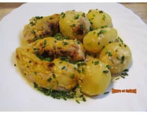 Aiguillettes de poulet et pommes de terre à la moutarde