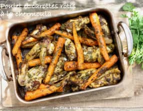 Poulet et carottes rôtis à la chermoula