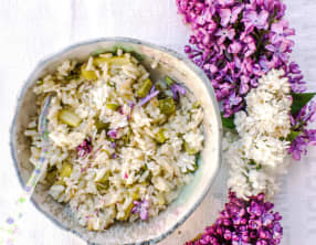 Risotto aux asperges et fleurs sauvages
