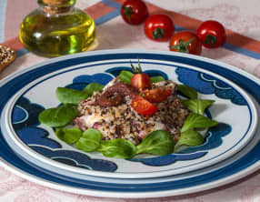 Taboulé de trio de quinoa au poulpe, citron et ail des ours