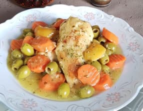 Tajine de poulet aux olives et carotte