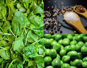 Burgers aux petits pois et aux épinards