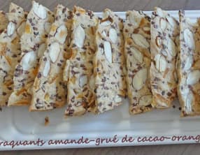 Craquants amande grué de cacao orange confite