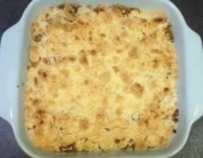 Crumble pommes, poires, pépites de chocolat