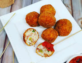 Arancinis petits pois bacon