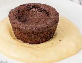 Fondant au chocolat, crème au gingembre