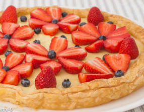 Tarte aux fraises sur crème au gingembre
