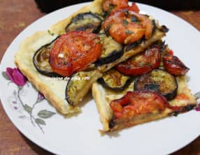 Tarte aux aubergines et tomates confites