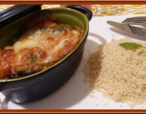 Cassolettes d’aubergine et compotée de tomates à la mozzarella