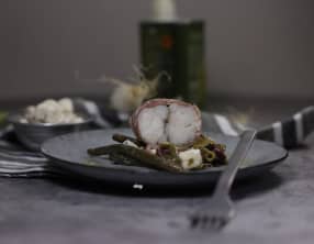 Rôti de lotte au beurre d'herbes et haricots verts à la feta