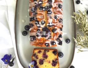 Cake aux myrtilles, amandes citron