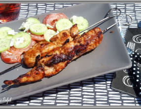 Brochettes de poulet au gingembre et miel