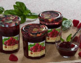 Confiture de framboises au basilic