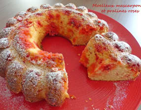 Moelleux mascarpone et pralines roses