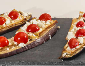 Aubergine au tofu fumé et tomates cerises