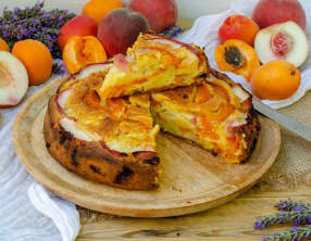 Gâteau fondant pêches abricots