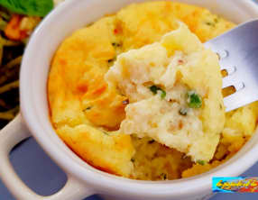 Soufflé de poisson et crevettes aux salicornes