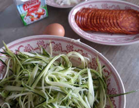 Spaghetti de courgettes au chorizo