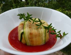 Charlotte de courgette au chèvre frais