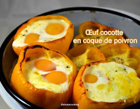 Œuf cocotte en coque de poivron jaune