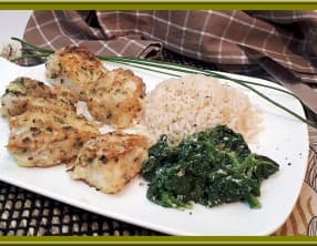 Cubes de cabillaud poêlés en croûte d’herbes