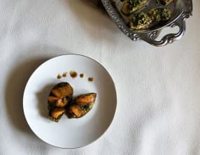 Toast d'aubergines au pesto