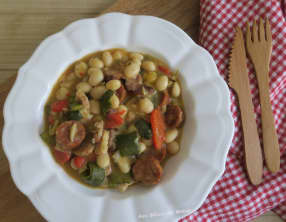 Haricots coco au chorizo, courgettes et poivron