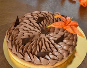 Tarte crémeux café, ganache montée chocolat noir