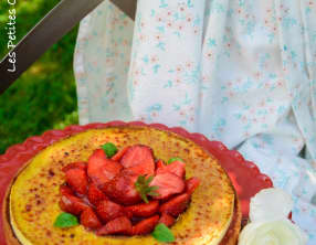 Tarte aux fraises, crème brûlée au basilic