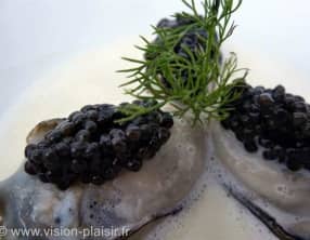 Huîtres chaudes au caviar