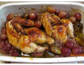 Coquelet rôti aux raisins et figues