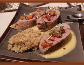 Filet mignon poêlé, risotto de quinoa au vin blanc
