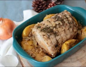 Rôti de porc aux pommes et au cidre