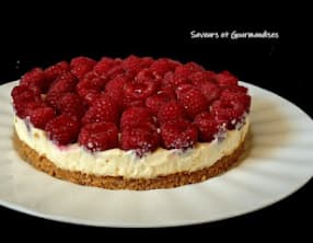 Cheesecake au chocolat blanc et framboises fourrées