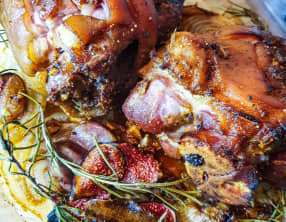 Jarret de porc en deux cuissons