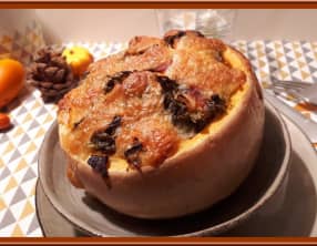 Butternut farcie au chou kale, bacon et mozzarella