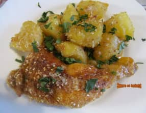Cuisses de poulet et pommes de terre crousti-fondantes