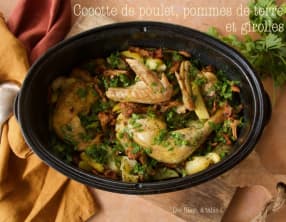 Cocotte de poulet aux girolles et pommes de terre