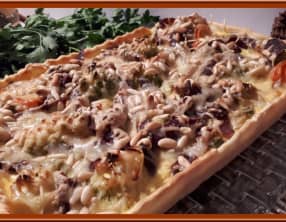 Tarte au chou romanesco et viande de grison