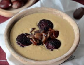 Soupe au potiron, châtaignes et boudin noir